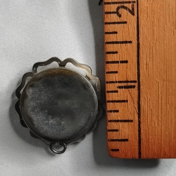 Silver  Plate and Red Floral Pendant - Picture 4 of 5